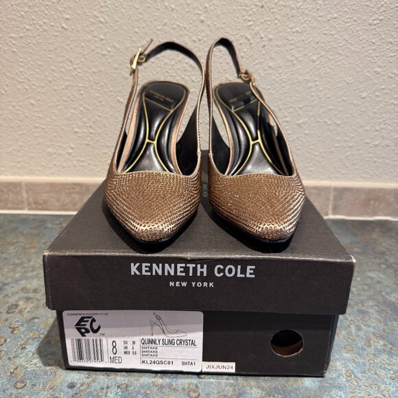 Kenneth Cole Quinnly Shitake Rhinestone Slingback Pumps - Picture 2 of 7